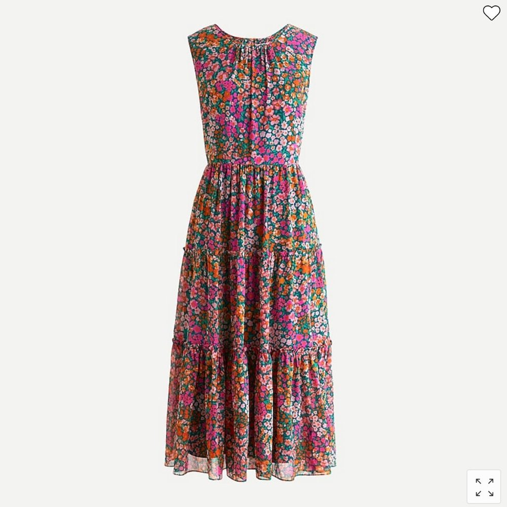 JCREW - Tiered midi dress in micro meadow print